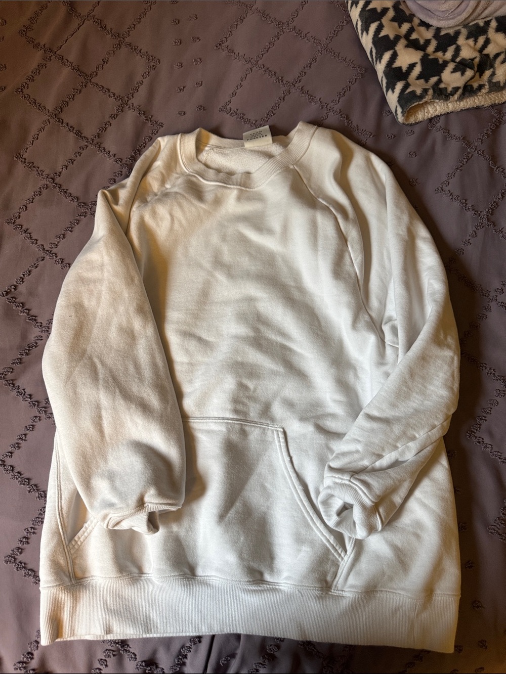 aerie White Crewneck Hoodie-Style Sweatshirt